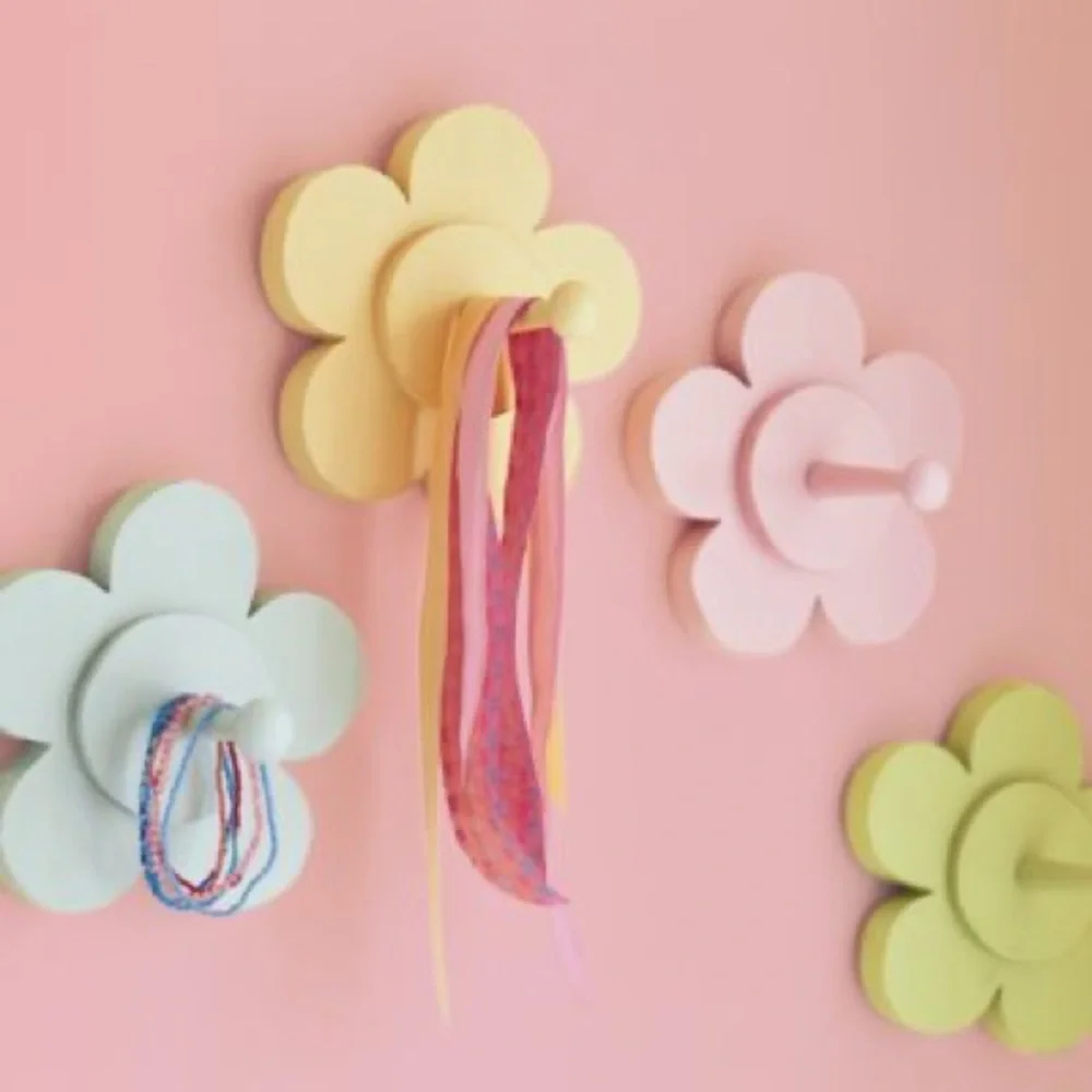 The Land of Nod Pink Flower Wall Hooks/Pegs